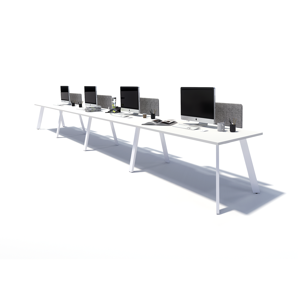 Gen X 4 Person Side by Side White Frame Workstation
