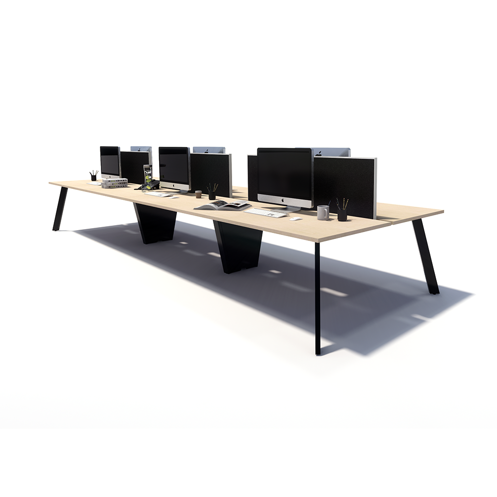 Gen X 6 Person Back to Back Black Frame Workstation