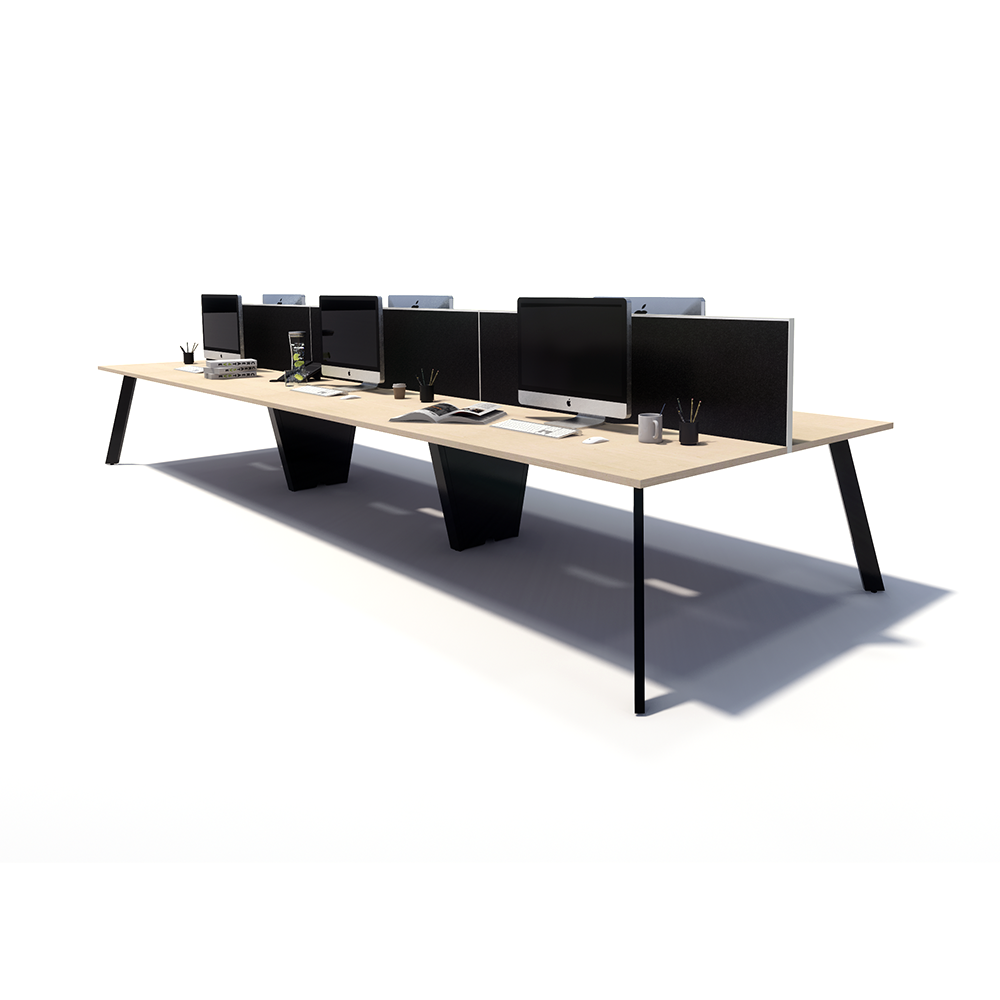 Gen X 6 Person Back to Back Black Frame Workstation