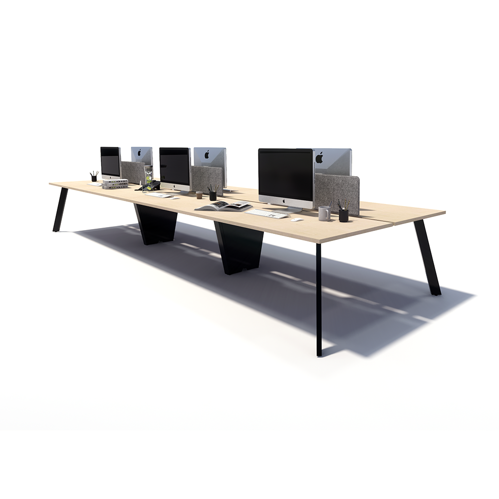 Gen X 6 Person Back to Back Black Frame Workstation