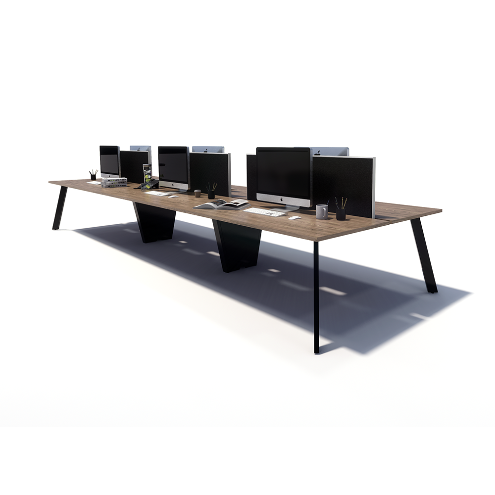 Gen X 6 Person Back to Back Black Frame Workstation