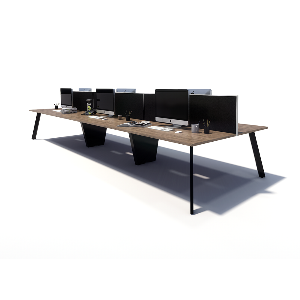 Gen X 6 Person Back to Back Black Frame Workstation
