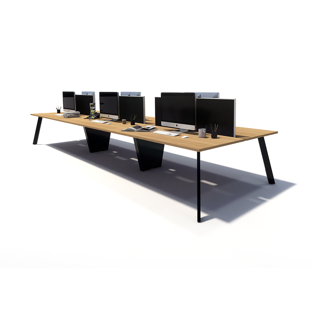 Gen X 6 Person Back to Back Black Frame Workstation