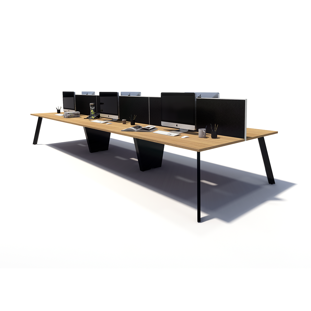 Gen X 6 Person Back to Back Black Frame Workstation
