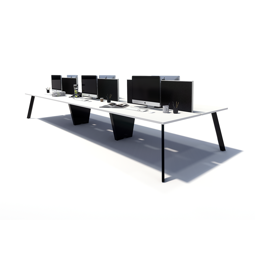 Gen X 6 Person Back to Back Black Frame Workstation