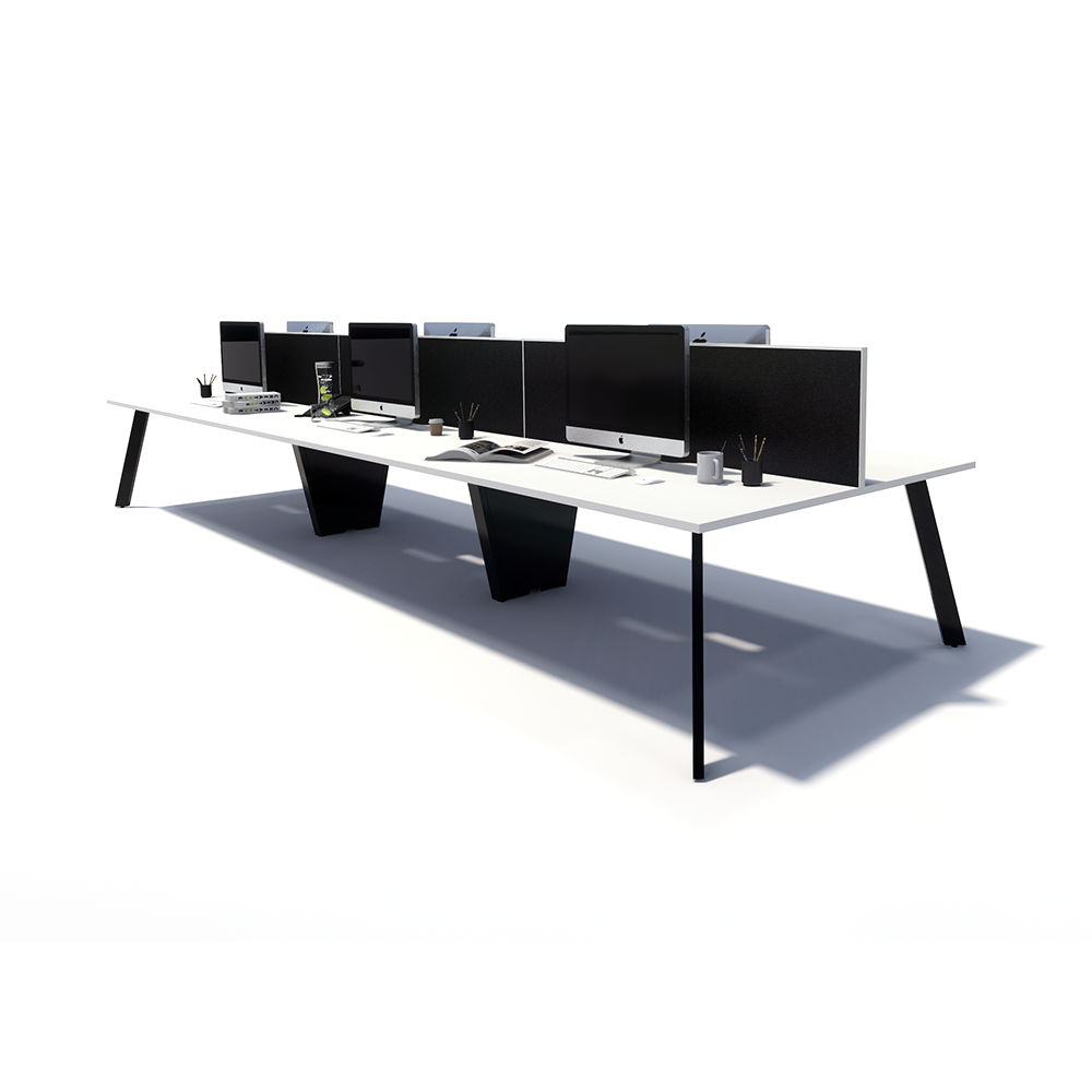 Gen X 6 Person Back to Back Black Frame Workstation