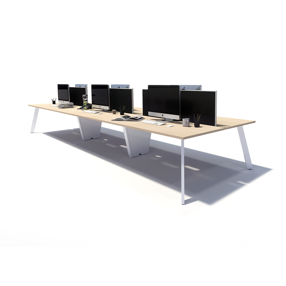 Gen X 6 Person Back to Back White Frame Workstation