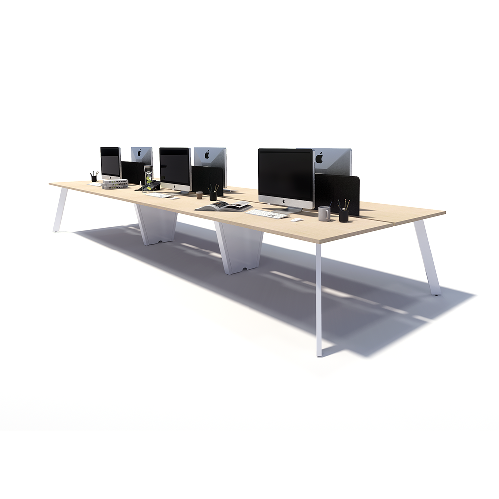 Gen X 6 Person Back to Back White Frame Workstation