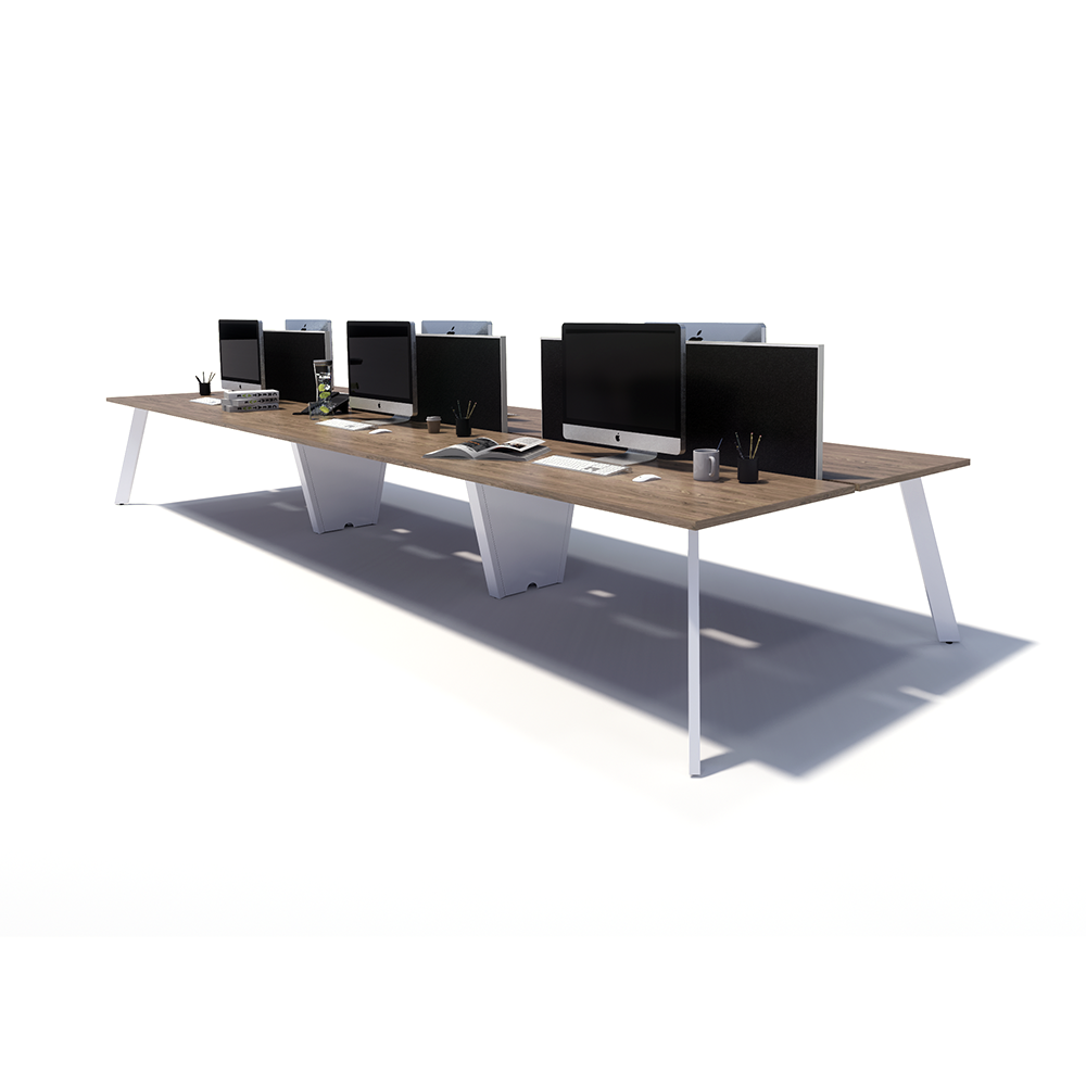 Gen X 6 Person Back to Back White Frame Workstation