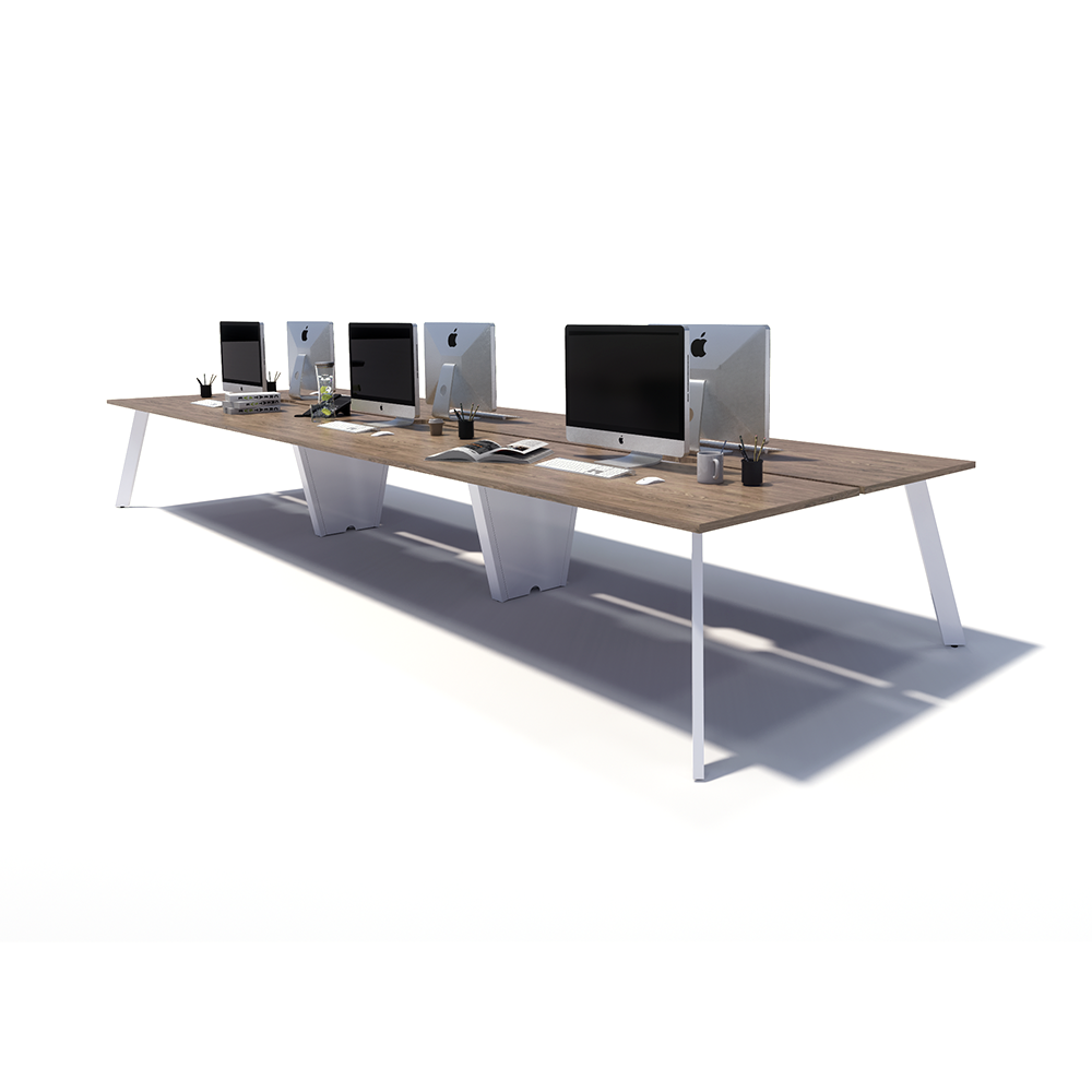 Gen X 6 Person Back to Back White Frame Workstation
