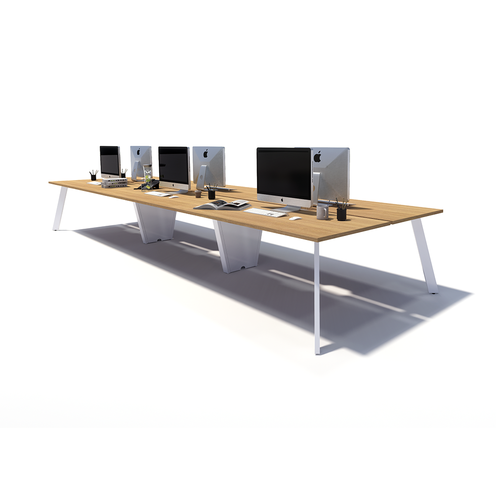 Gen X 6 Person Back to Back White Frame Workstation