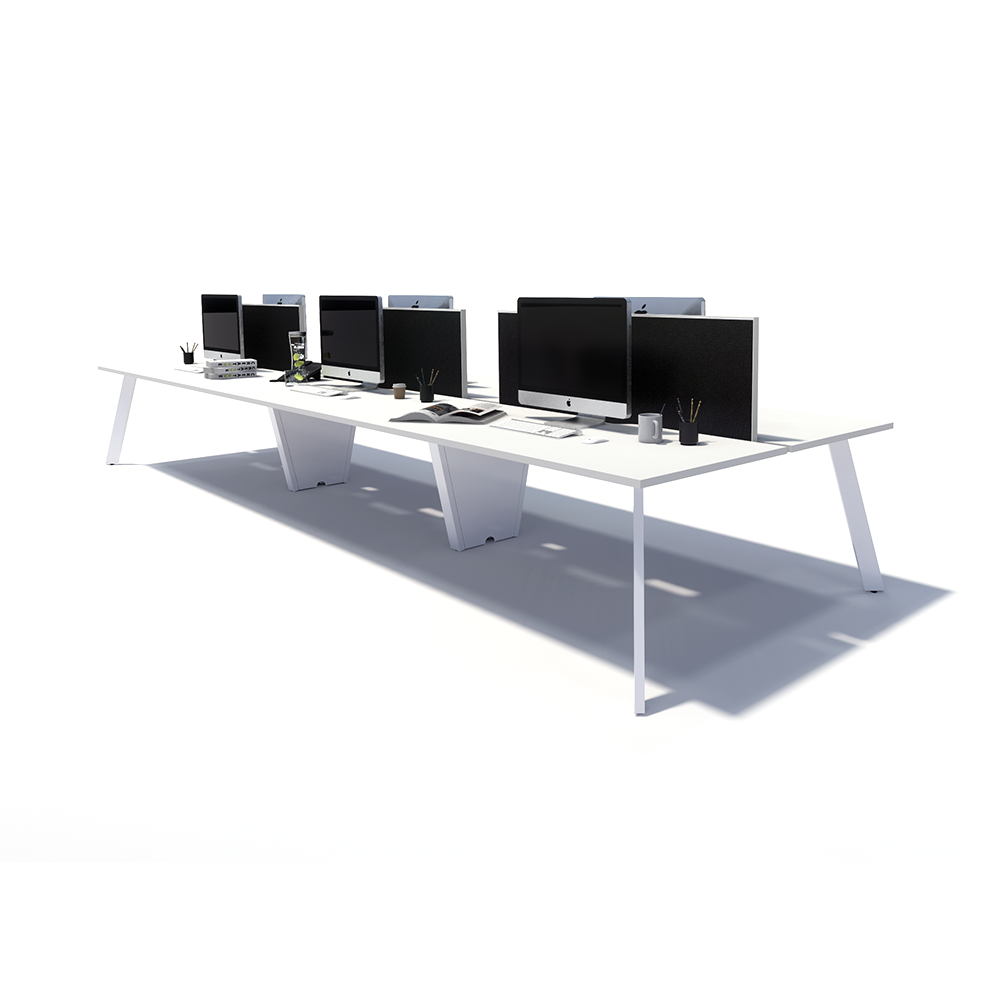 Gen X 6 Person Back to Back White Frame Workstation