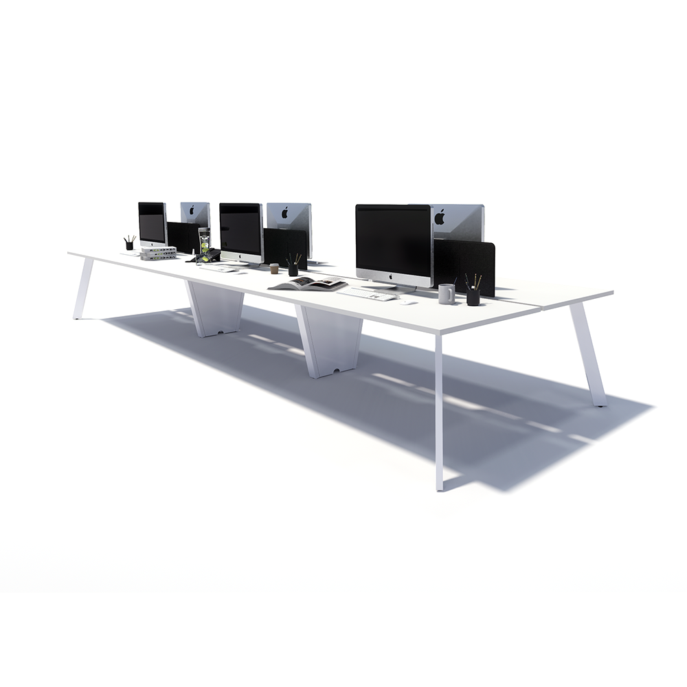 Gen X 6 Person Back to Back White Frame Workstation