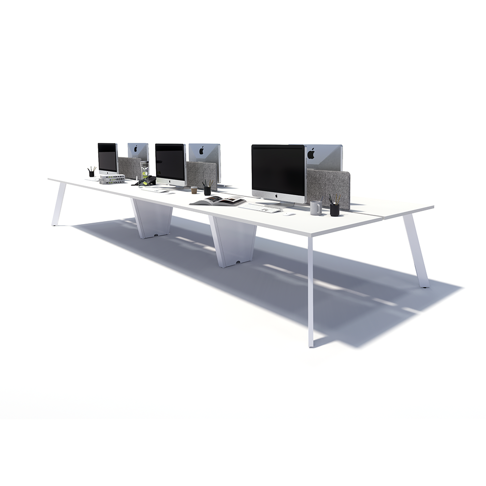 Gen X 6 Person Back to Back White Frame Workstation