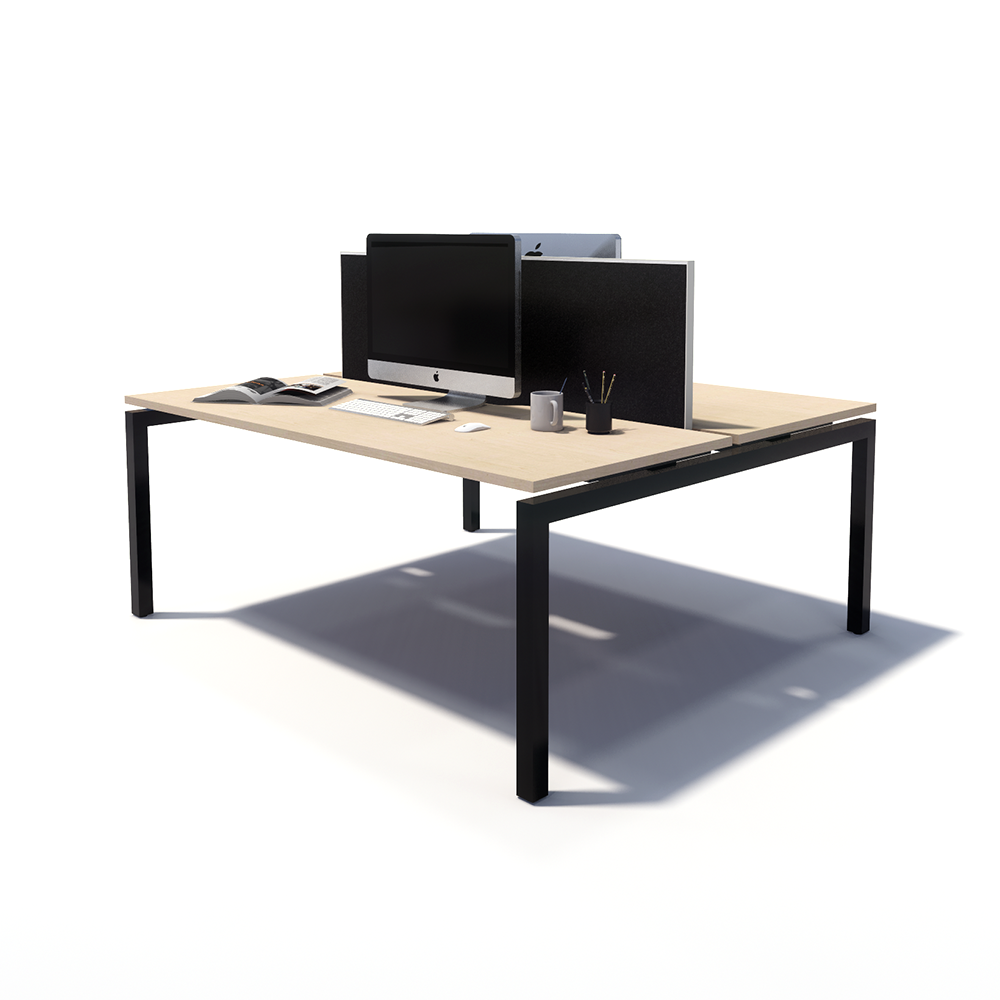 Gen Y 2 Person Back to Back Black Frame Workstation