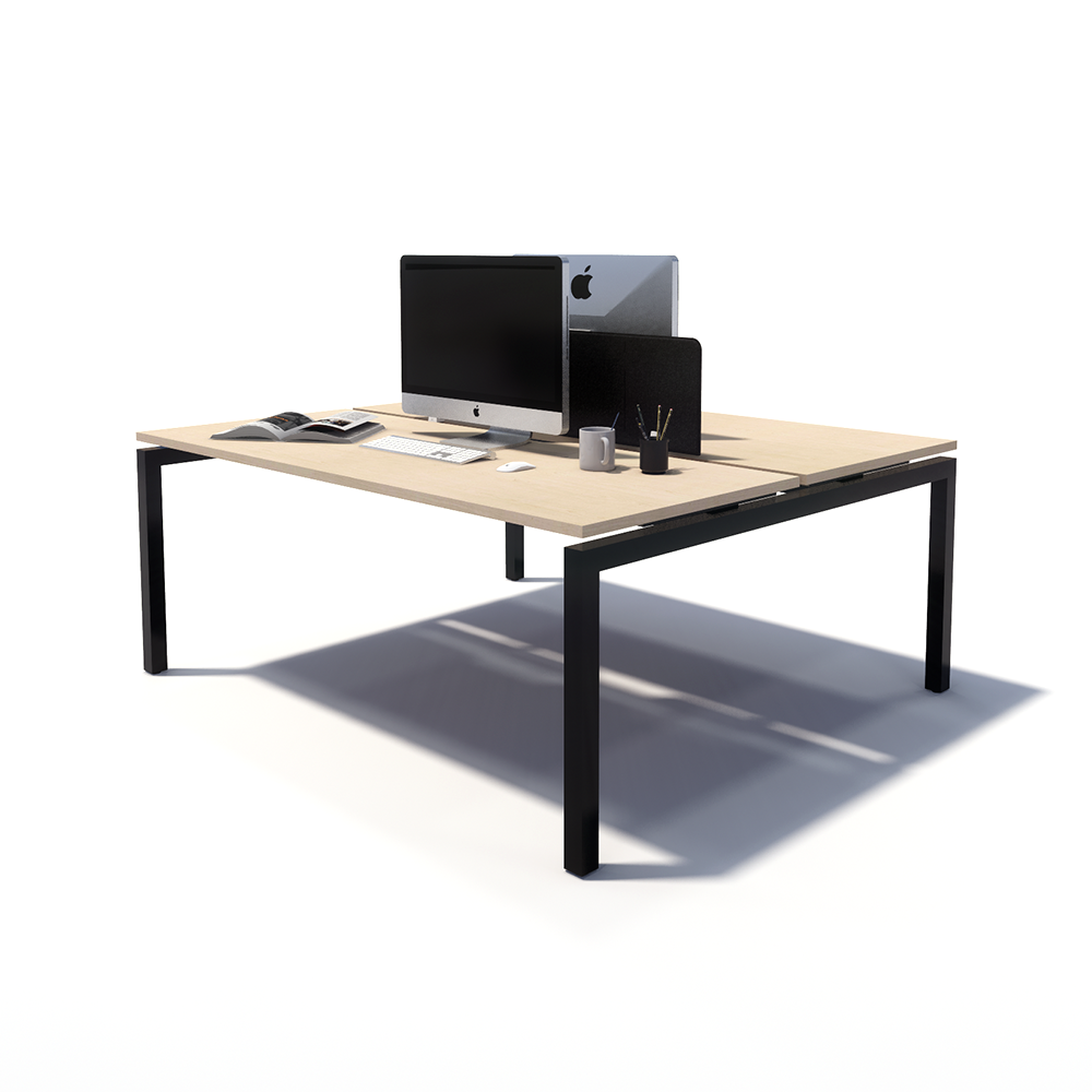 Gen Y 2 Person Back to Back Black Frame Workstation