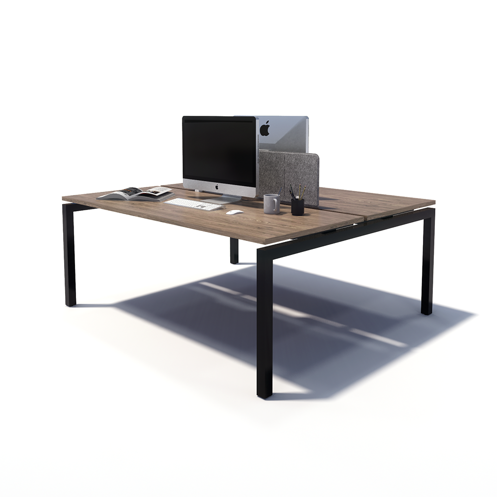 Gen Y 2 Person Back to Back Black Frame Workstation