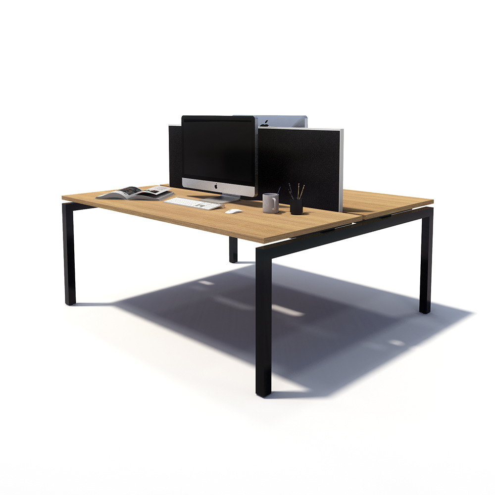 Gen Y 2 Person Back to Back Black Frame Workstation