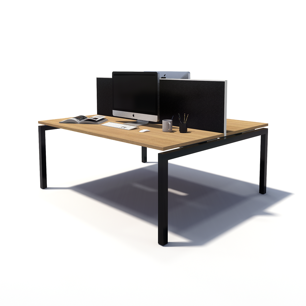 Gen Y 2 Person Back to Back Black Frame Workstation