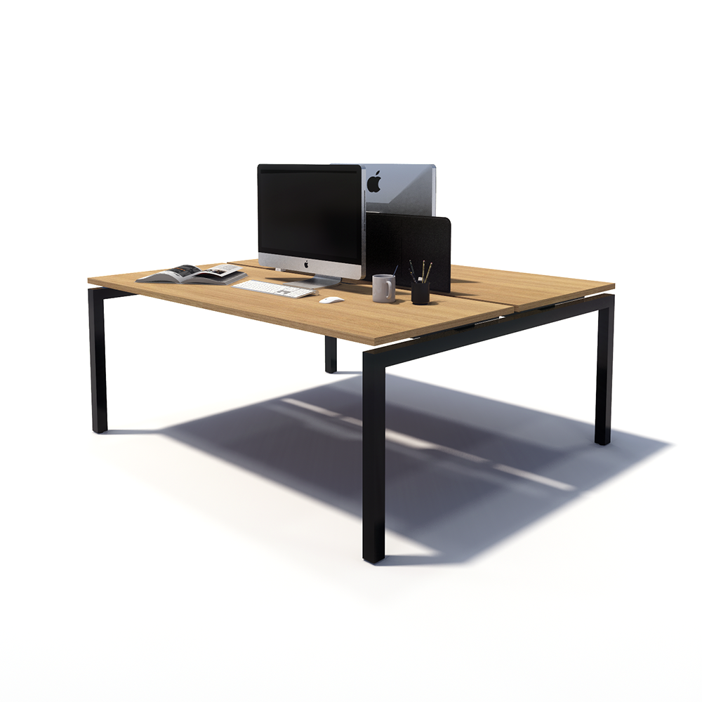 Gen Y 2 Person Back to Back Black Frame Workstation
