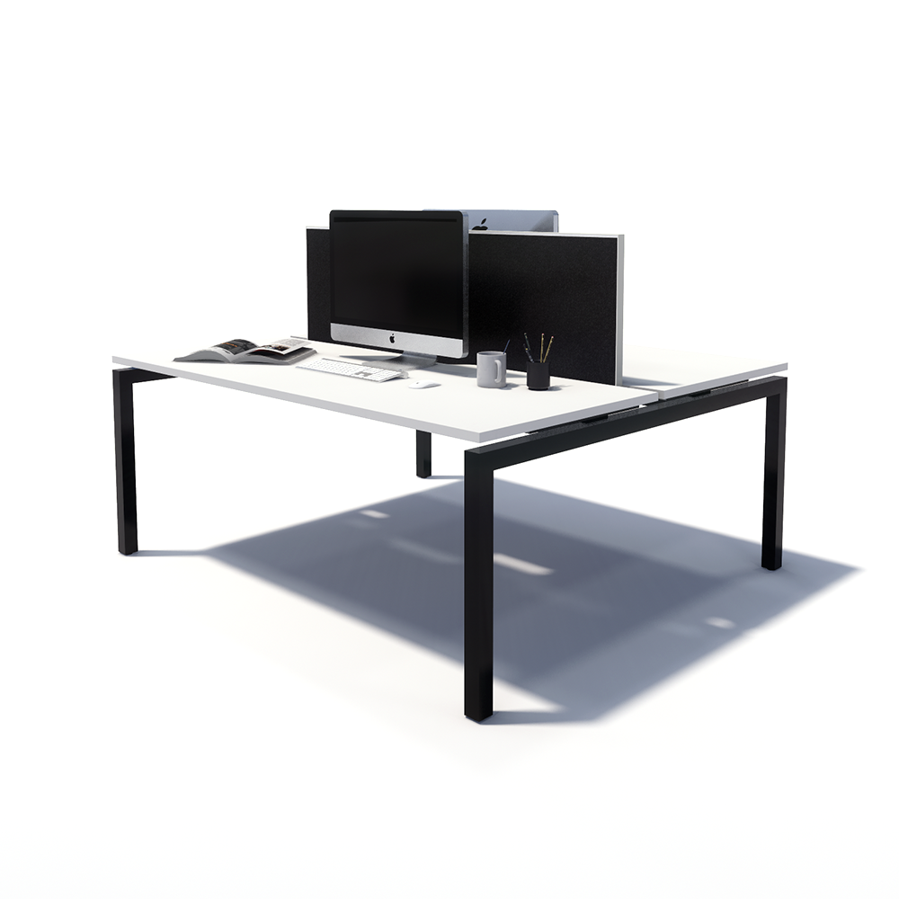 Gen Y 2 Person Back to Back Black Frame Workstation