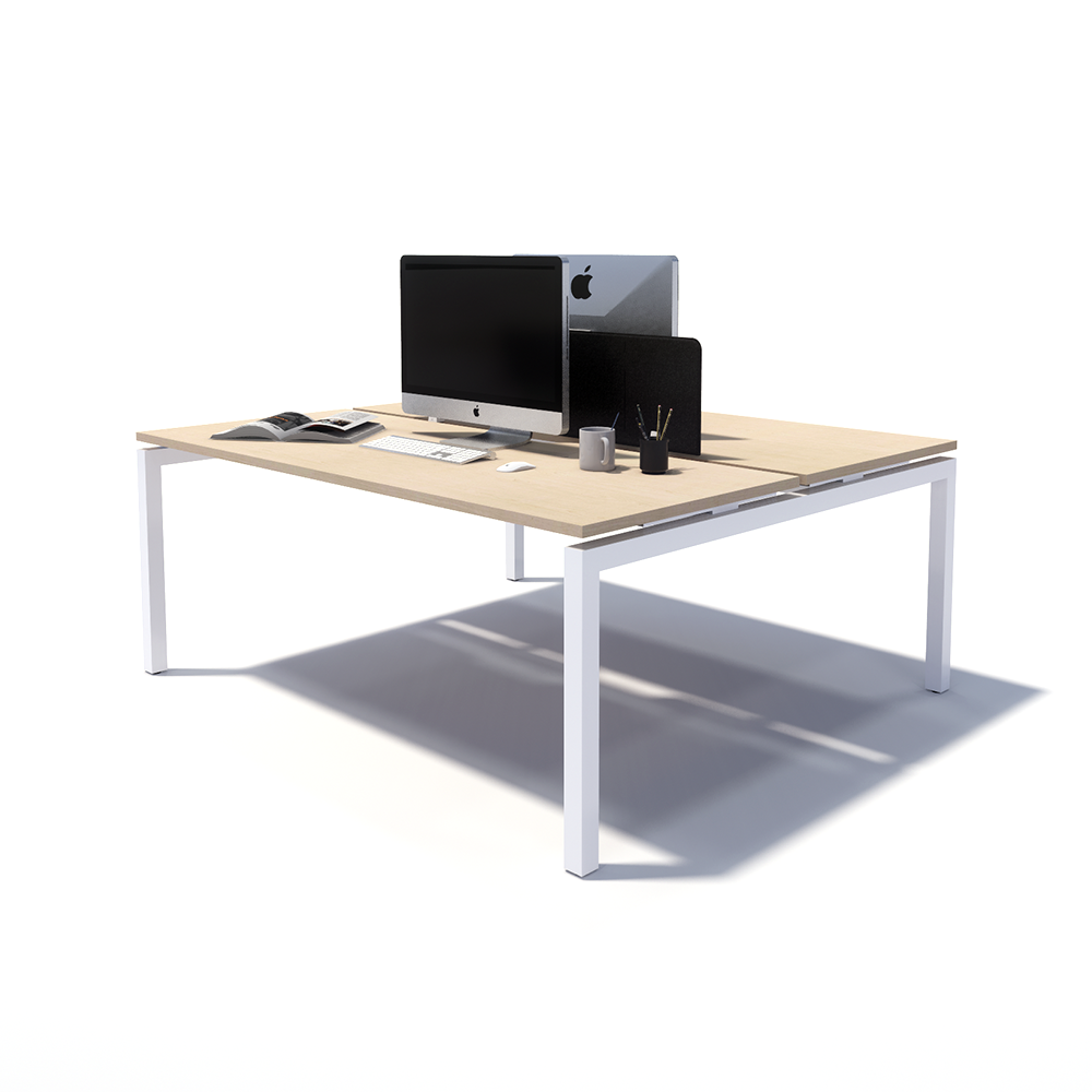 Gen Y 2 Person Back to Back White Frame Workstation