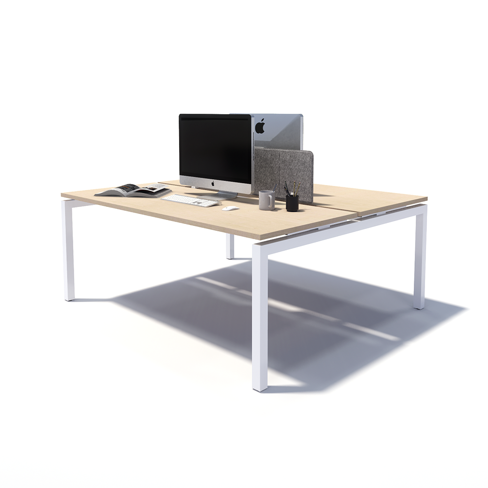 Gen Y 2 Person Back to Back White Frame Office Workstation