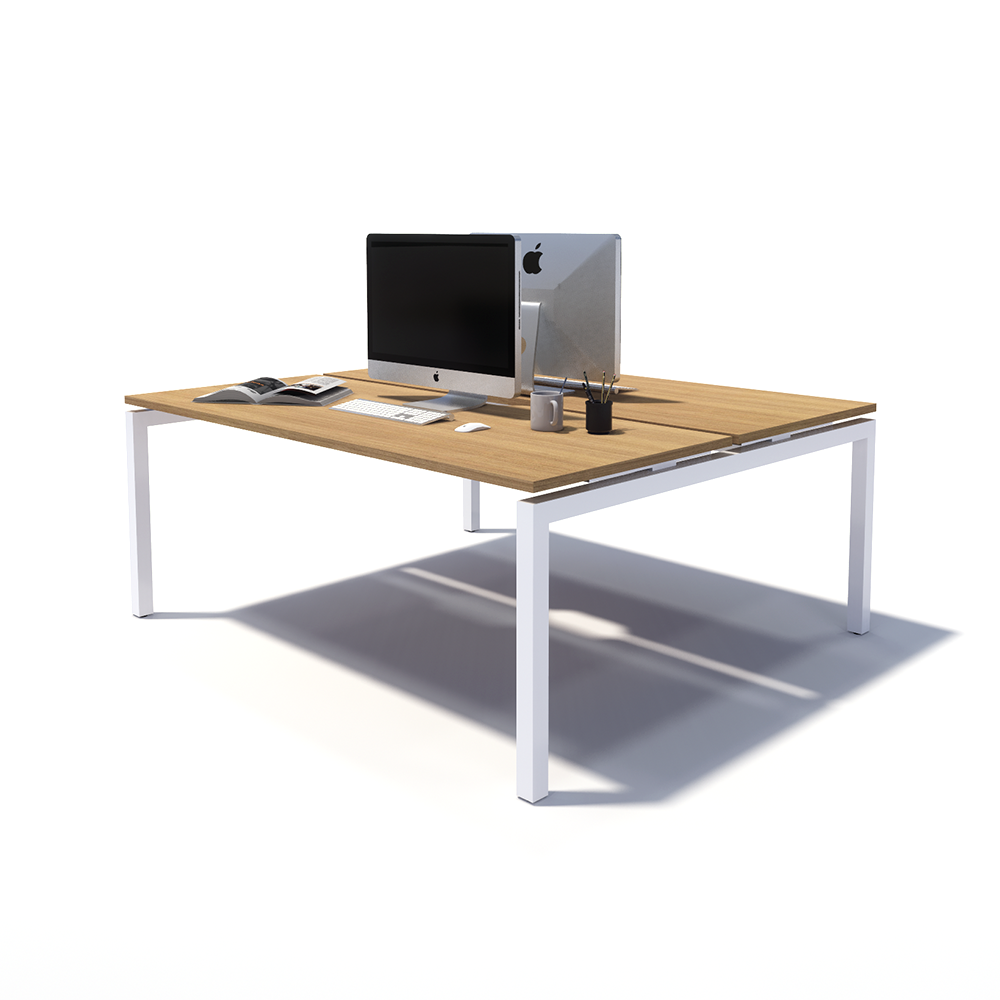 Gen Y 2 Person Back to Back White Frame Office Workstation