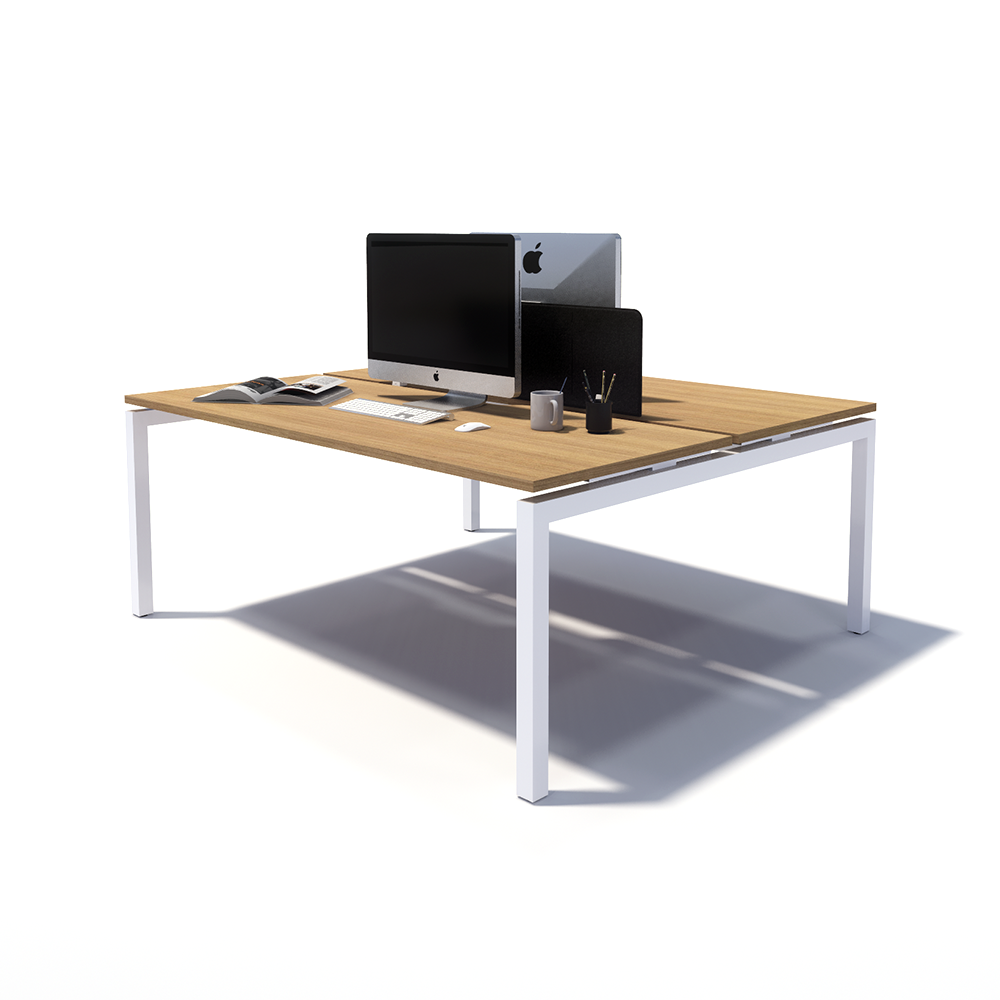 Gen Y 2 Person Back to Back White Frame Workstation