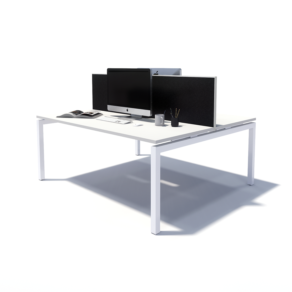 Gen Y 2 Person Back to Back White Frame Workstation