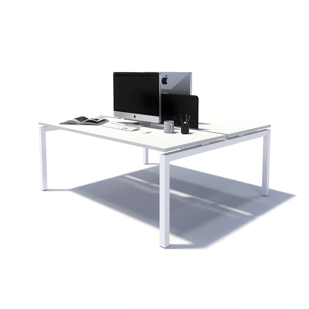 Gen Y 2 Person Back to Back White Frame Workstation