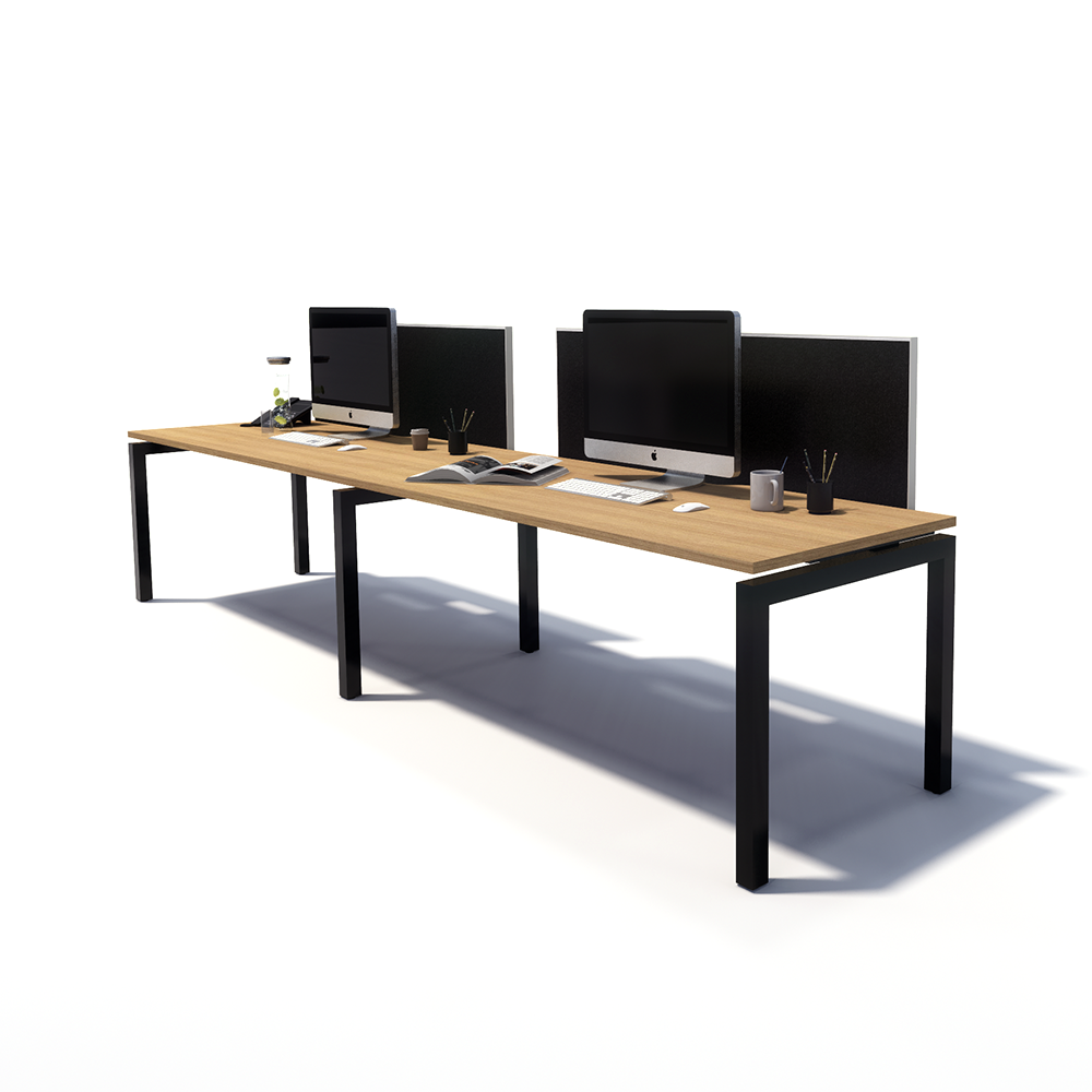 Gen Y 2 Person Side by Side Black Frame Workstation