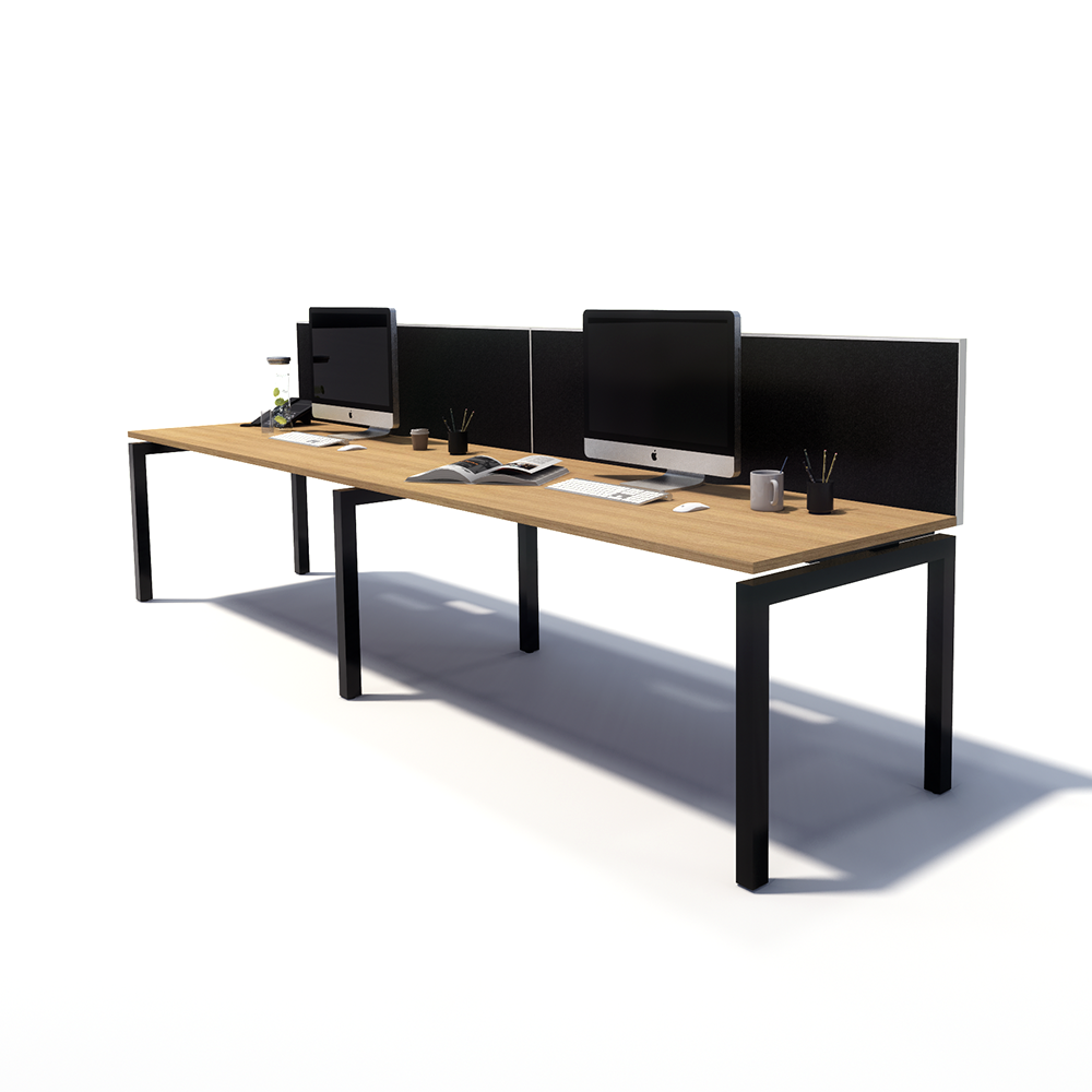 Gen Y 2 Person Side by Side Black Frame Workstation