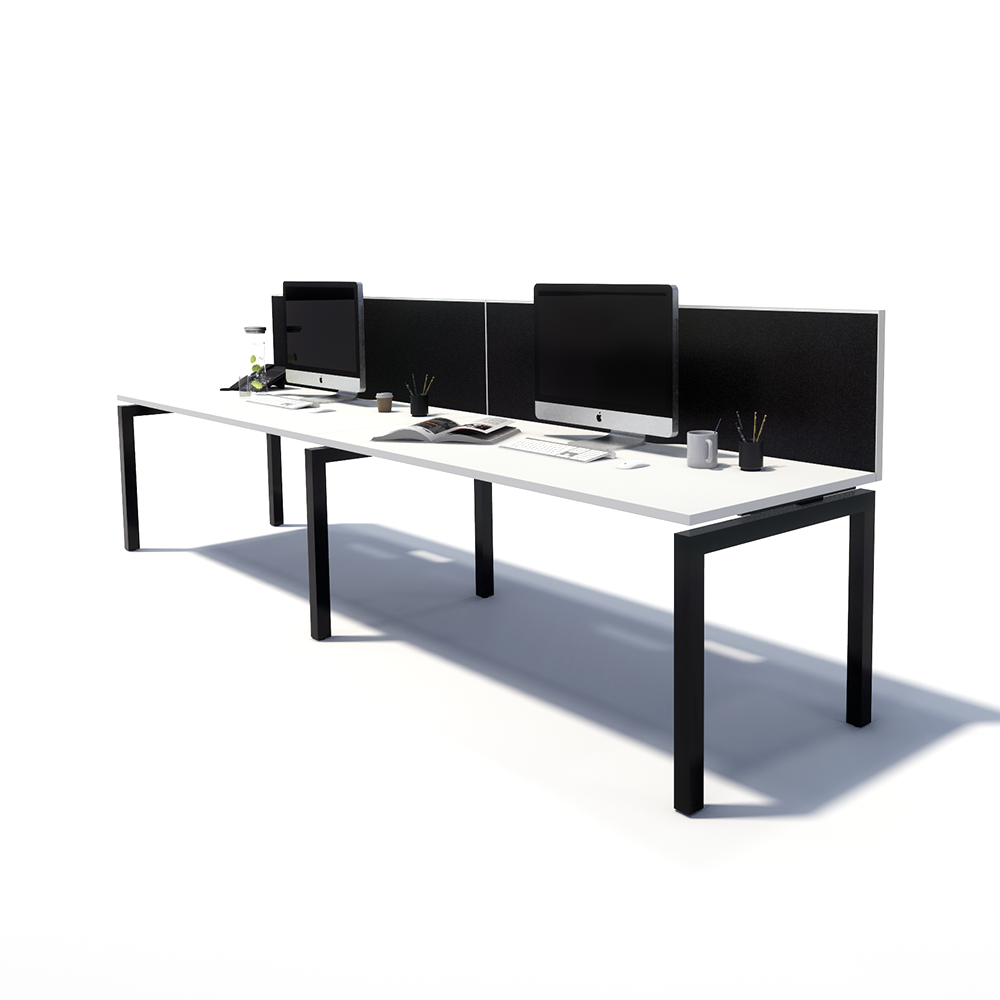 Gen Y 2 Person Side by Side Black Frame Workstation