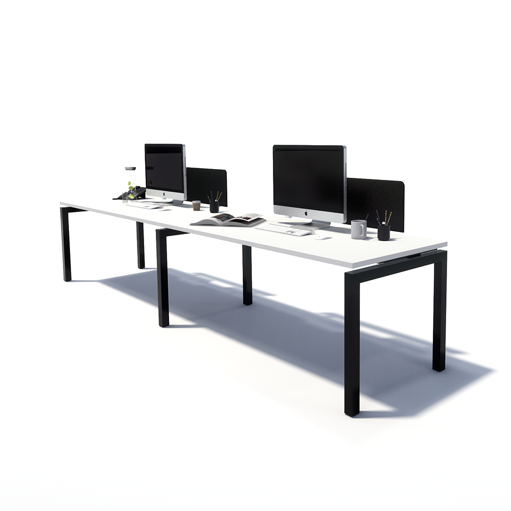 Gen Y 2 Person Side by Side Black Frame Workstation