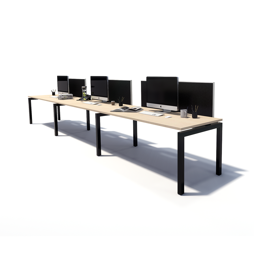 Gen Y 3 Person Side by Side Black Frame Workstation