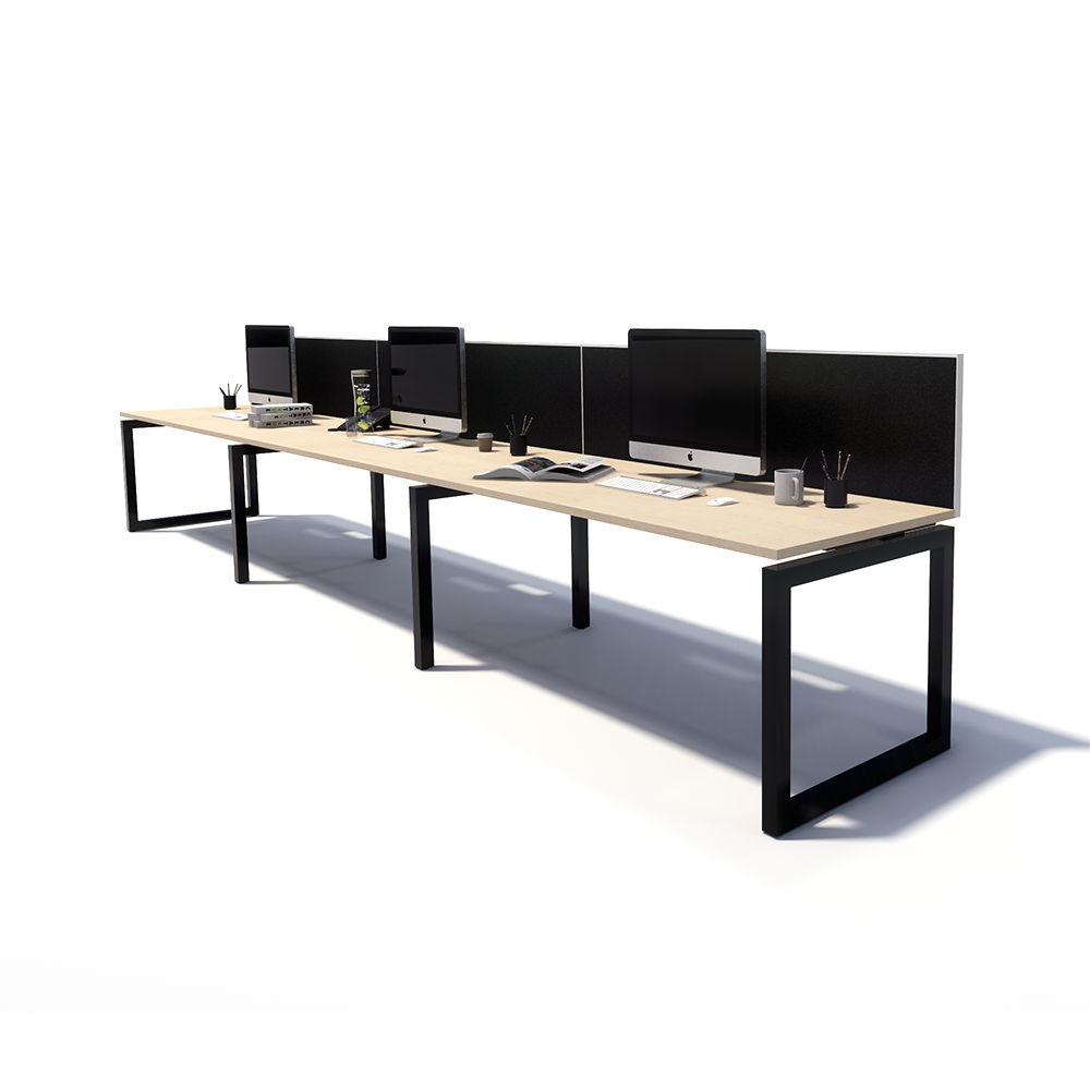Gen O 3 Person Side by Side Black Frame Workstation