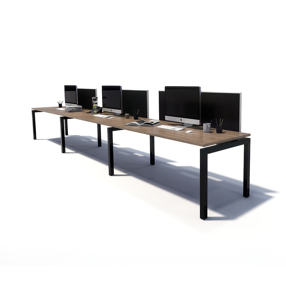 Gen Y 3 Person Side by Side Black Frame Workstation