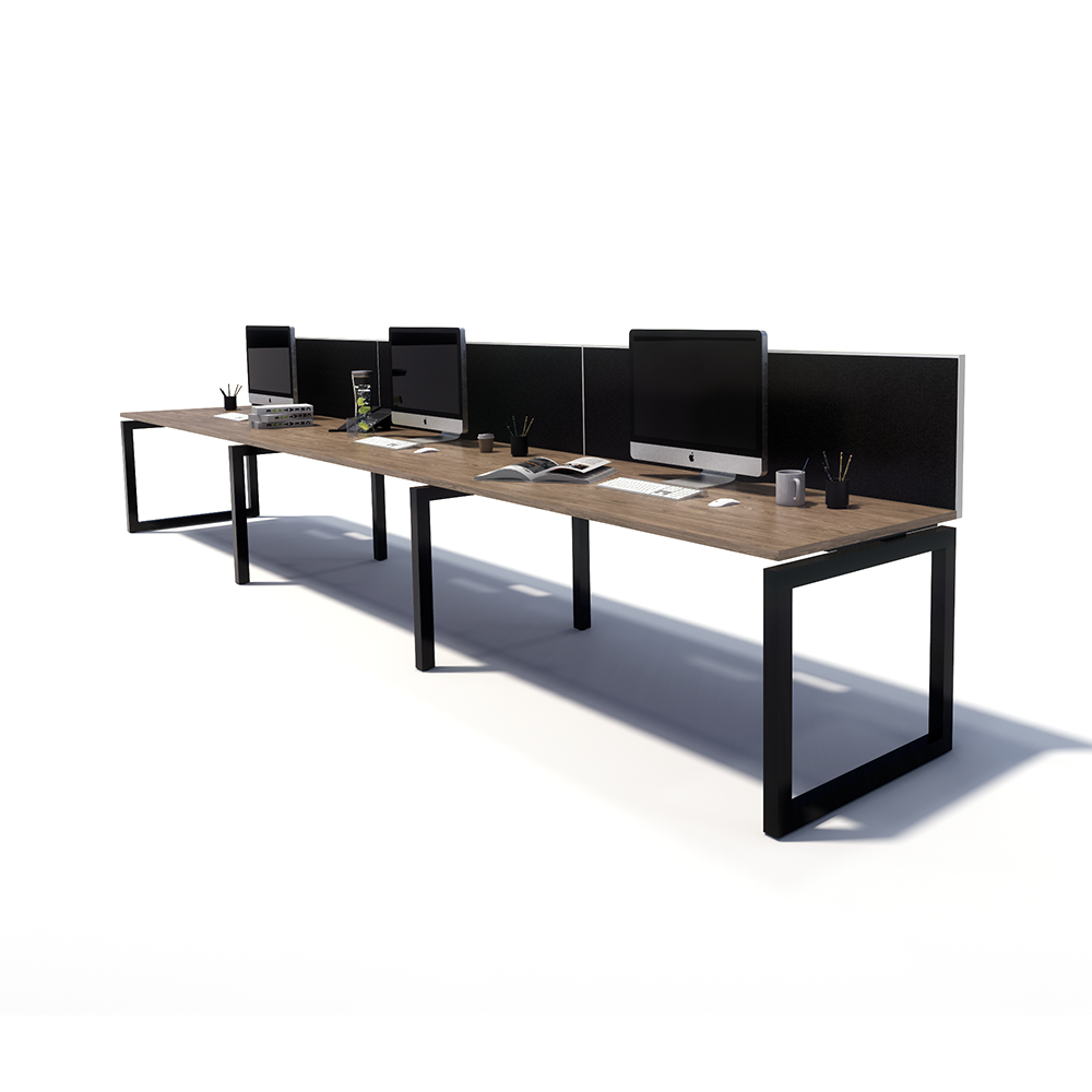 Gen O 3 Person Side by Side Black Frame Workstation