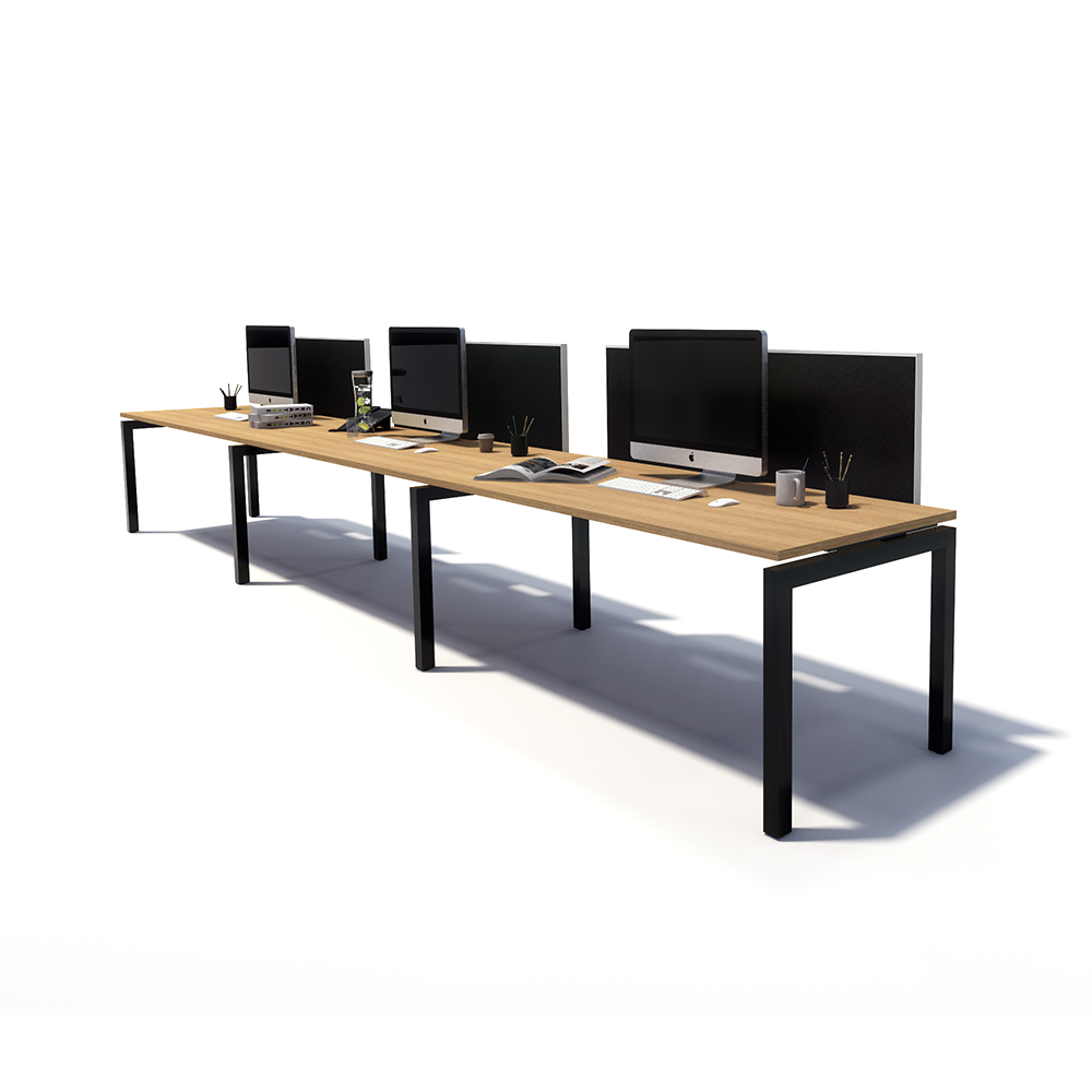 Gen Y 3 Person Side by Side Black Frame Workstation