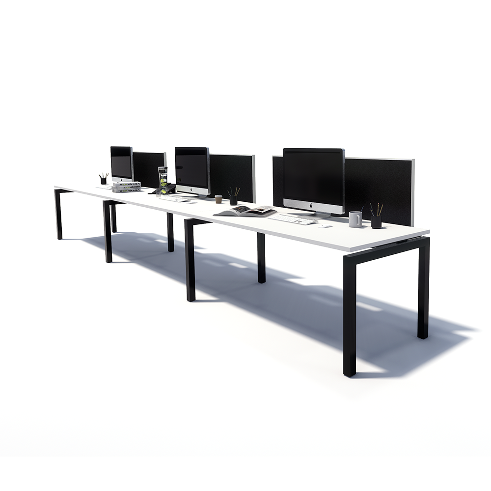 Gen Y 3 Person Side by Side Black Frame Workstation