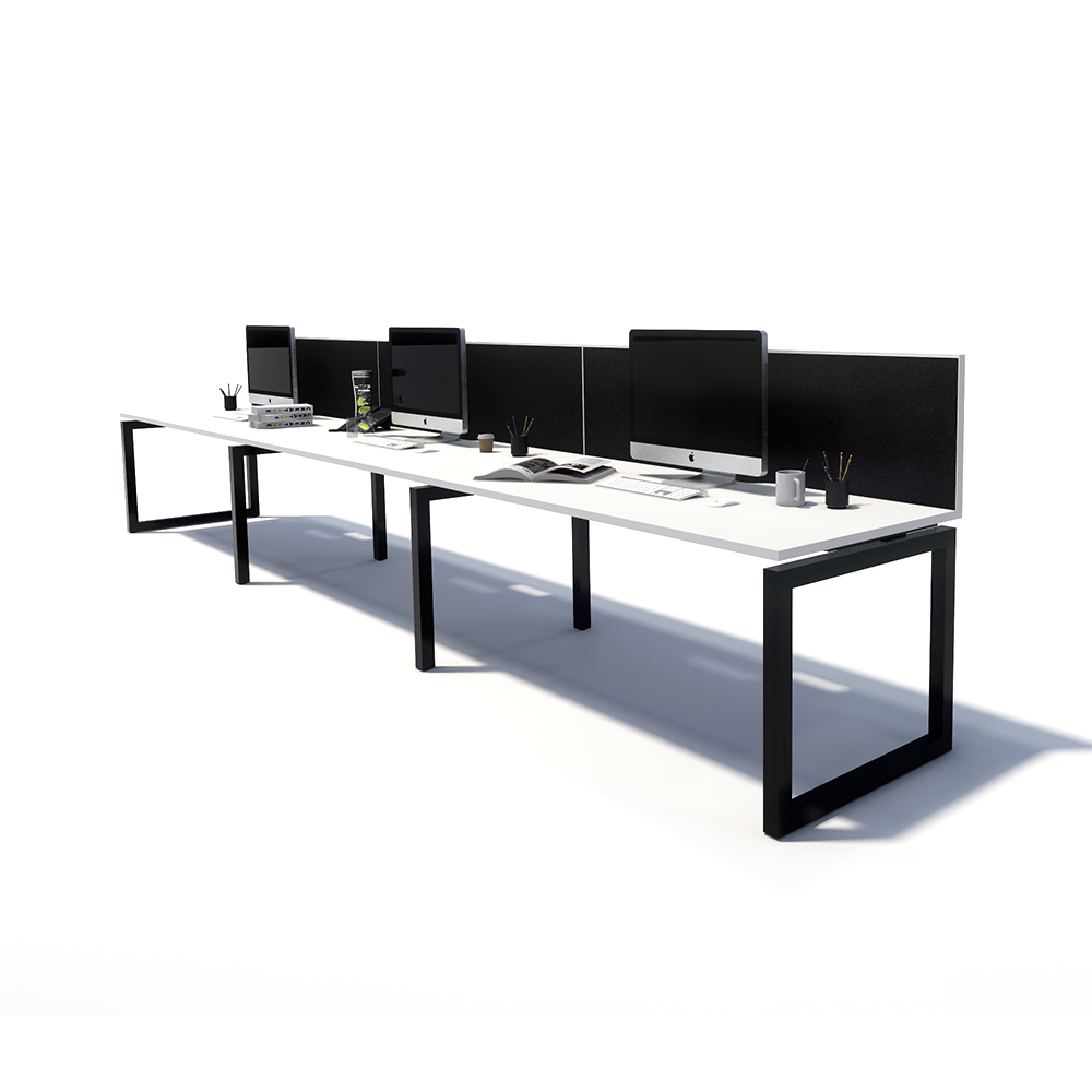 Gen O 3 Person Side by Side Black Frame Workstation
