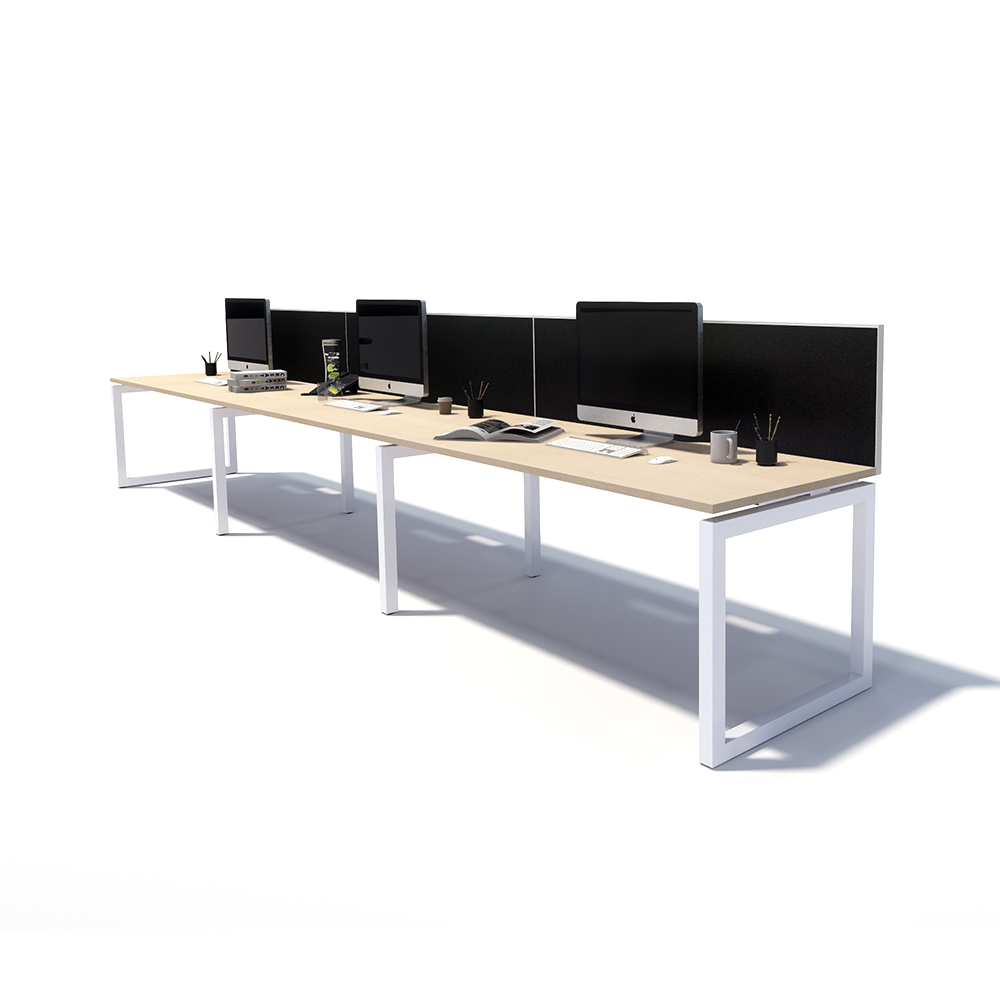 Gen O 3 Person Side by Side White Frame Workstation