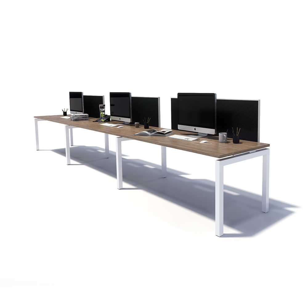 Gen Y 3 Person Side by Side White Frame Workstation
