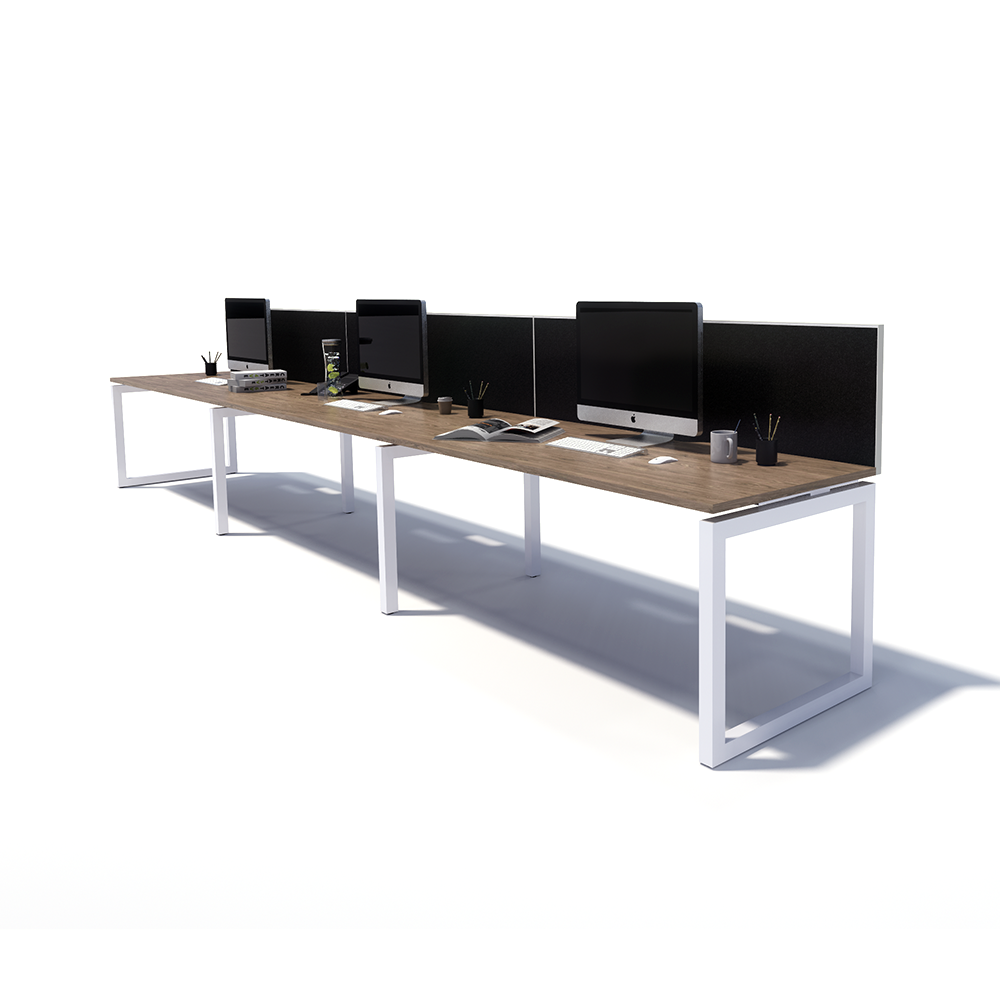 Gen O 3 Person Side by Side White Frame Workstation