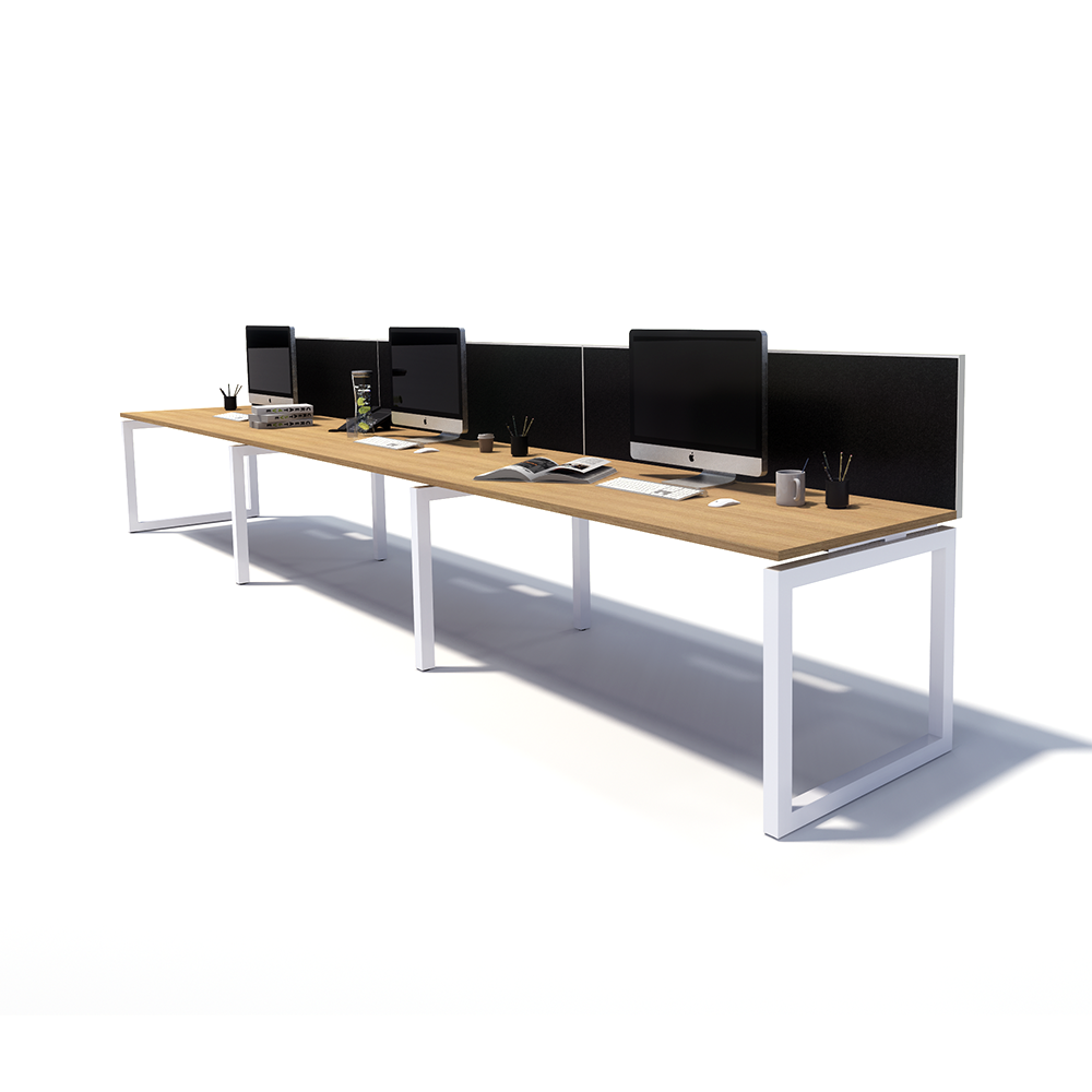 Gen O 3 Person Side by Side White Frame Workstation