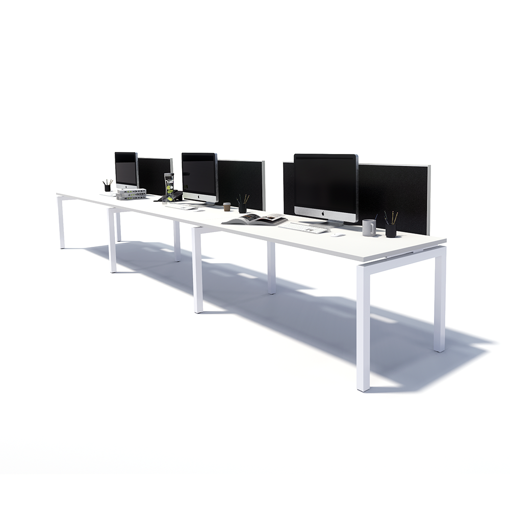 Gen Y 3 Person Side by Side White Frame Workstation