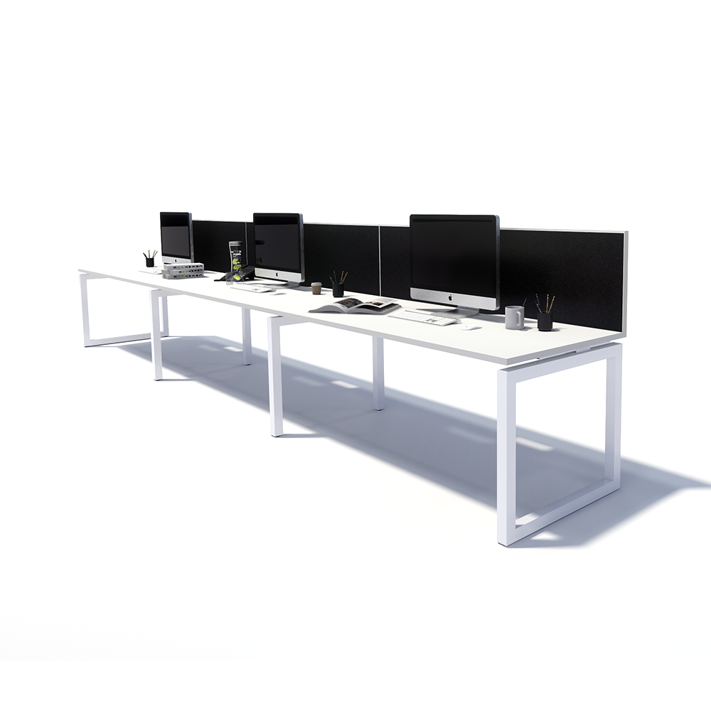 Gen O 3 Person Side by Side White Frame Workstation