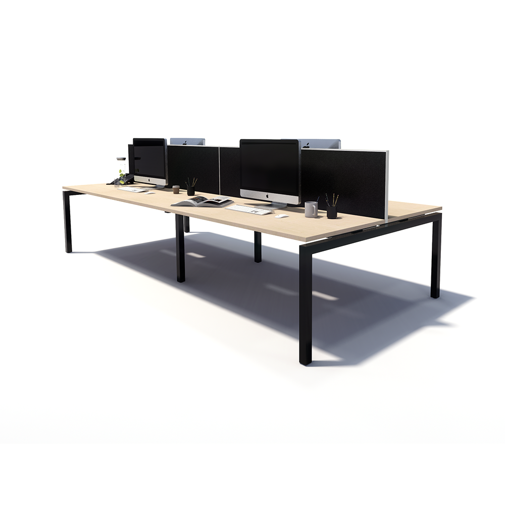Gen Y 4 Person Back to Back Black Frame Workstation