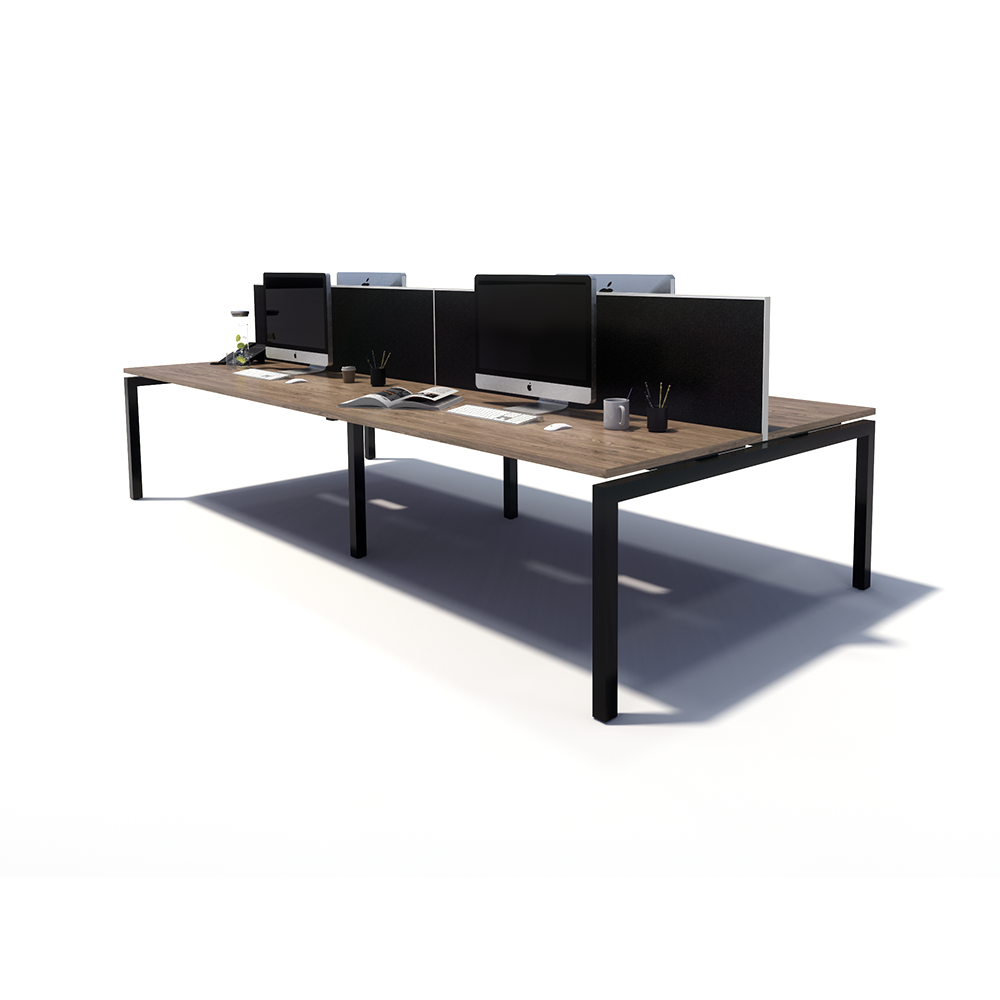Gen Y 4 Person Back to Back Black Frame Workstation
